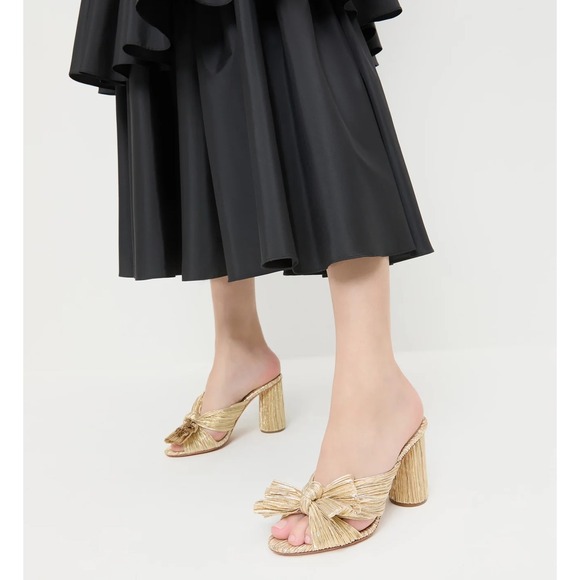 Loeffler Randall Shoes - New Loeffler Randal Penny Gold Pleated Bow Heel in Gold Size 7